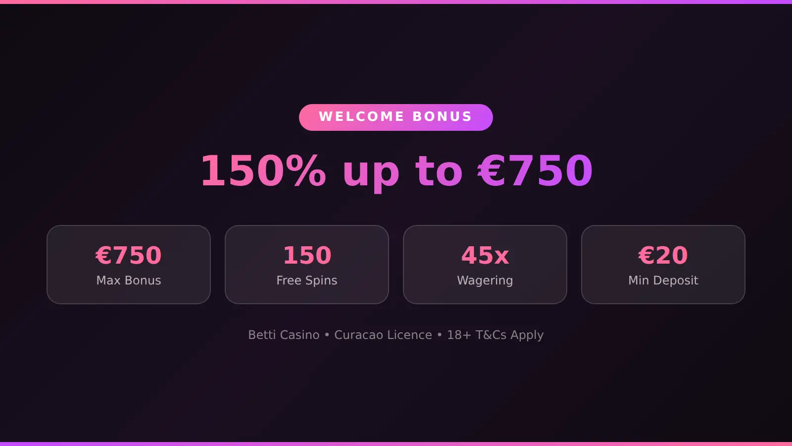 Betti Casino welcome bonus details